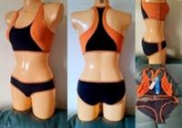 FAT FACE LADIES BIKINI BLACK ORANGE ANTI UV RASH GUARD SURFING BEACH UK 10 NEW - 10 Regular