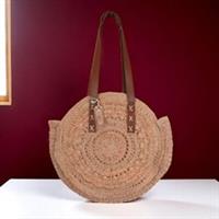 BNWT FATFACE ROUND STRAW BEACH BAG NEW BOHO HIPPY 26 X 16.5"