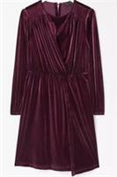 FATFACE Annie Velvet Dress - Dark Plum- UK10 Long - 10 Regular