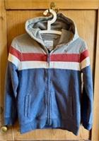 Boys/Unisex FATFACE Hooded Cardigan Age 10/11 Grey, white, soft red & blue