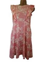 Ex Fat Face Pink Tropical fit and flare knee length Dress Size 6 - 6 Regular