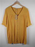 FAT FACE GRACE LONGLINE V-NECK BUTTON BLOUSE TOP BUTTERCUP WOMEN UK14 - 14 Regular