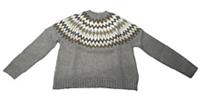 Fatface Fairisle Jumper UK 10 Womens Cassie Grey Long Sleeve Part Wool Round Nec - 10 Regular