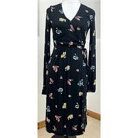 Fat Face Shift Dress Size 6 Black Red Teri Floral Jersey Floral Stretchy BNWT - 6 Regular