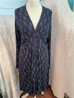 Womens Fat Face Navy Blue Floral V Neck 95% Lenzing Dress Size 16 BNWOT - 16 Regular