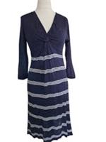Ex Fat Face Navy Striped Midi Dress Size 12 - 12 Regular