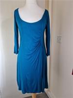 Fat Face Blue Ruched Bodycon Dress Size 12 - 12 Regular