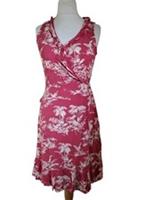 Ex Fat Face Pink Tropical Print Wrap Dress Size 12 - 12 Regular