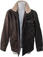 Men's Brown Jacket Sherpa Collar Cotton Blend Size M Casual Outdoors - M Regular