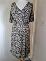 Fat Face yellow and black crossover knee length shift dress size 6 - 6 Regular