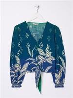 NWOT Fat Face Margot Tie Front Boho Blouse Ethnic Festival Hippie Ombre Top 10 - 10 Regular