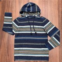 Fat Face Trescowe Overhead Woven Cotton Blue Striped Hoodie Pocket Size S BNWOT - S Regular