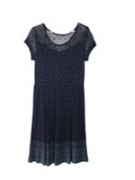 Women's Fat Face Dress Size 12 Navy Blue Lace Top Short Sleeve Brand New