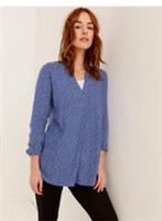 Fat Face Blue Longline Blouse Size UK 8 UK 12 Womens Thandie Daisy Ditsy Pockets - UK 8 Regular