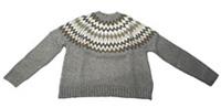 Fat Face Fair Isle Jumper UK 10 Cassie Grey Long Sleeve Wool Blend Round Neck - 10 Regular