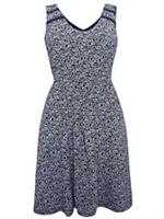 FATFACE NAVY MODAL BLEND SLEEVELESS PRINT DRESS - SIZES 6 8 10 12 14 18 - 10 Regular