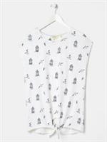 EX Fat Face White Holiday Tie Front T-Shirt in Sizes 12 or 18 RRP £29.50 - 12 Regular