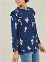 Fat Face Indigo Beatrice Water Floral 3/4 Sleeve Top 10 12 14 16 18 RRP £32.50 - Varies Regular