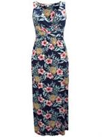 EX Fat Face Navy Sleeveless Hibiscus Print Wrap Maxi Dress Sizes 10 or 12 - 10 Regular