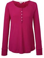 EX Fat Face Rose Red Skye Rib Henley T-Shirt in Sizes 8 or 12 RRP £26 - 8 Regular