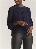 EX Fat Face Midnight Embellished Blouson Sleeve Top Sizes 8, 12, 18, 20 SHEER - 12 Regular