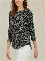 EX Fat Face Black Floral Modal Blend Button Back Breeze Top 8, 12, 18 RRP £29.50 - 8 Regular