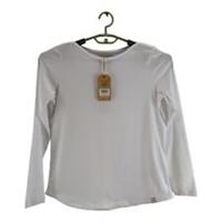 fat face womens t-shirt white organic cotton wide neckline long sleeve size 10 - 10 Regular