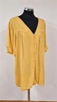 Fat Face Yellow Top Size 16 Button Up NEW Short Sleeve Longline V Neck Grace - 16 Regular