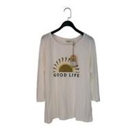 Fat Face White Good Life Raglan Graphic Tee - Size 12 NEW - 12 Regular