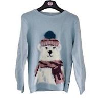 fat face boys jumper blue perry polar jum long sleeve crew neck age 10-11 years