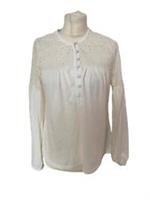 Fat Face Fatface Size 8 White Jesse Lace Yoke Top Tshirt - 8 Regular