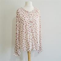 Fat Face Blouse. Jersey. Floral. Frill Collar. Size UK 16 - 16 Regular