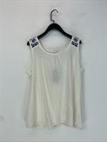 Fat Face White Cotton Tank Top Embroidered Shoulder Size 14 New with Tags - 14 Regular