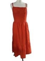 Fat Face Fatface Sz 14 S Sleeveless Tie Back Linen Midi Dress Red Beach Summer - 14 Regular