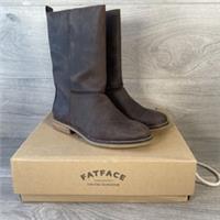Fat Face Boots Womens Brown UK Size 4 Leather Finsbury Mid Shoes