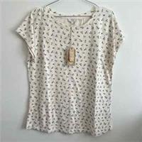 Fat Face Ditsy Shell Tee Ivory T-Shirt - Size UK 14 - New With Tags - 14 Regular