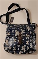 Fat Face Messenger Bag, Blue Butterfly pattern 100% cotton with PVC finish BNWT