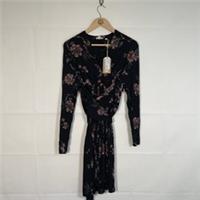 Fat Face Dress Black Pink Womens Size 16 Delphine Tapestry Wrap Party - 16 Regular