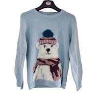 fat face boys jumper blue perry polar jum long sleeve crew neck age 10-11 years