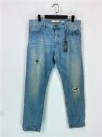 FatFace Blue Distressed Boyfriend Jeans Relaxed Fit Ripped Detail UK 14 NEW - 14 Regular