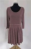 FAT FACE skater dress size 16 jersey kew stripe midi NEW cotton print plum mix - 16 Regular