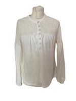 Fat Face Fatface Size 8 White Jesse Lace Yoke Top Tshirt Blouse Summer - 8 Regular