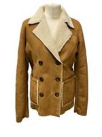Women's Fat Face Fatface Sz 10 Aberfeldy Demerara Jacket Faux Sheepskin Borg - 10 Regular