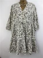 fat face nancy linear floral Dress Cream Khaki New Tags Uk 12 R Eur 40 Rrp &pound;65 - 12 Regular