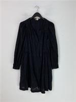 FatFace Black Embossed Floral Mini Dress V Neck Long Sleeve Swing UK 12 NEW - 12 Regular