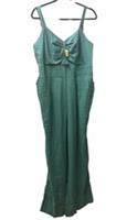 Fatface Size 14 R Green Jumpsuit Play suit 100% Linen Holiday