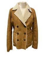 Women's Fat Face Fatface Sz 10 Aberfeldy Demerara Jacket Faux Sheepskin Borg - 10 Regular