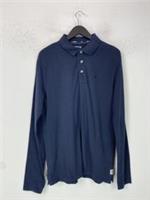 FatFace Blue Long Sleeve Polo Shirt Casual Cotton Large NEW - L Regular