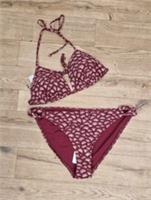 Fat Face Burgundy Bikini Size 14 16 Triangle Halter Neck Tie Briefs Brand New - 14/16 Regular