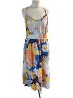 Fatface Fat Face Sz 14 Multicoloured Floral Midi Cotton Dress Strap - 14 Regular